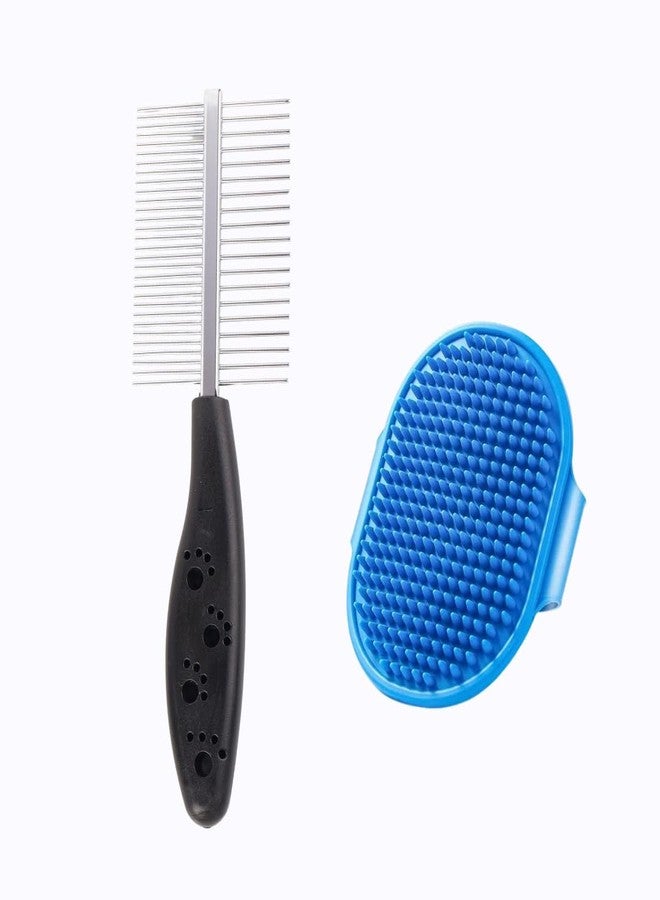 مجموعة العناية بالحيوانات الأليفة 2 في 1 - مشط فك التشابك وقفاز تدليك للاستحمام، عبوة من قطعتين - Image 1